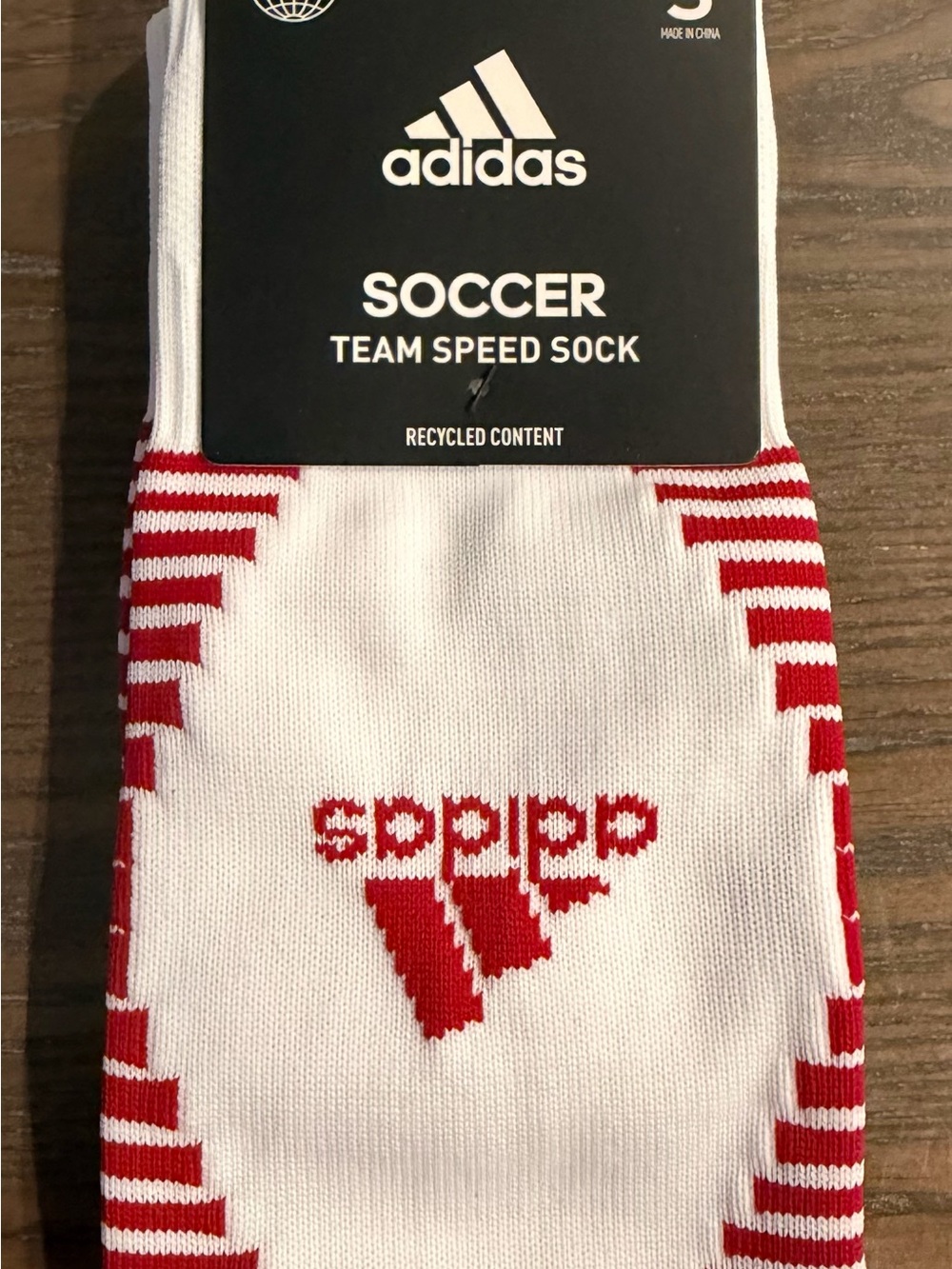 adidas White and Red Soccer Team Speed Socks